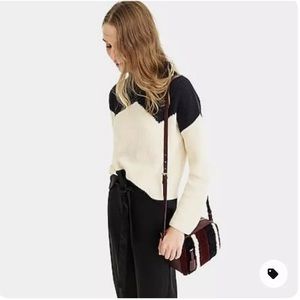 J. Crew Two-Tone Black and Cream Knit Sweater